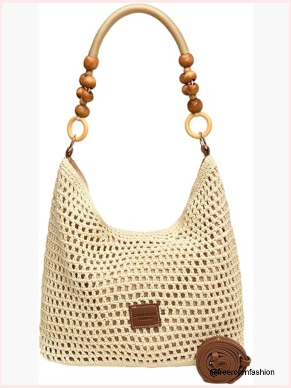 Woven Crochet Hobo Beach Bag - Large Capacity Shoulder Tote